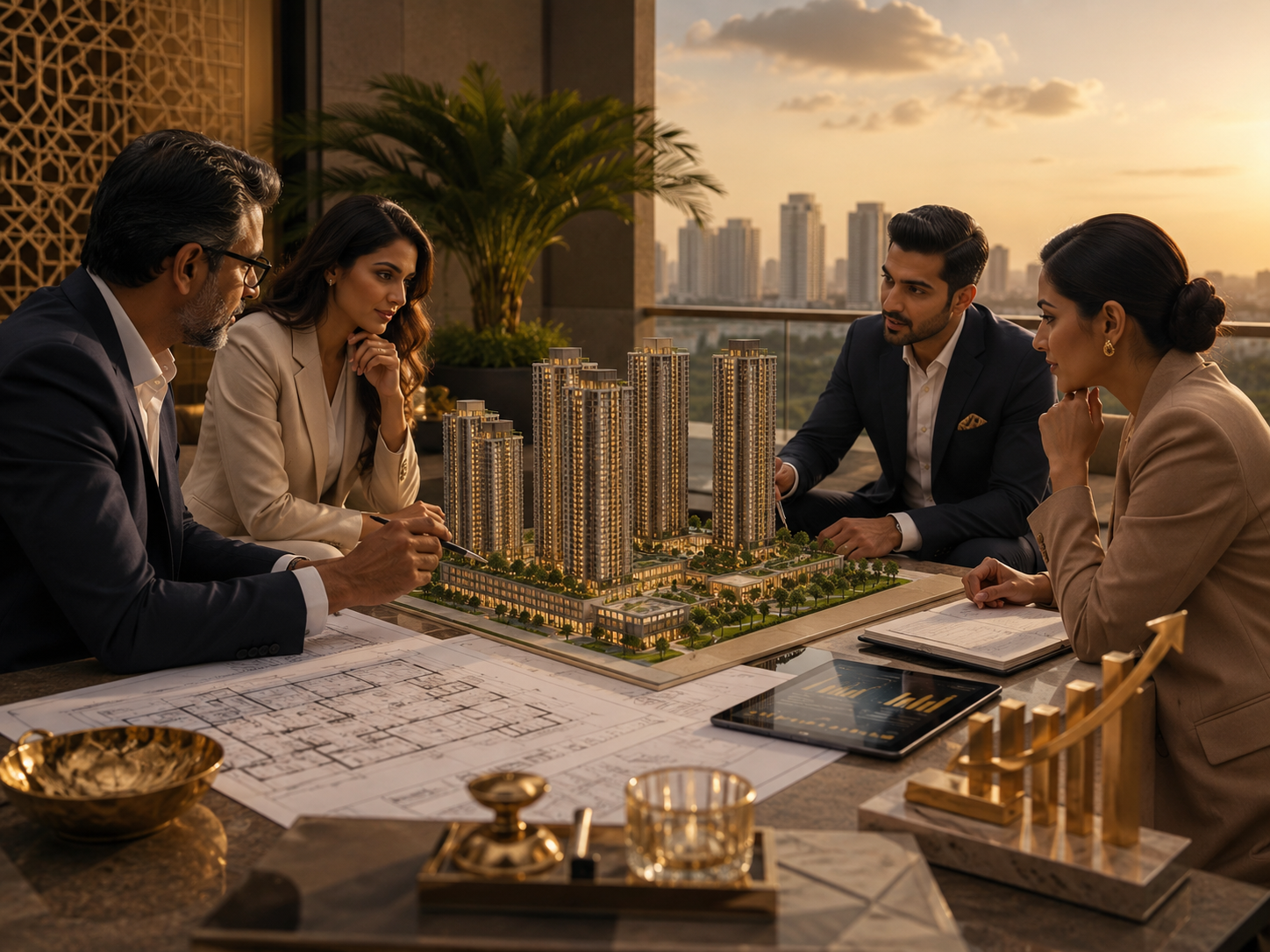 Investors reviewing a real estate development model
